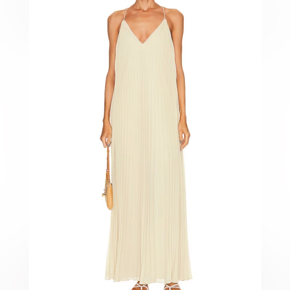 Jonathan Simkhai Sz 4 Maxi Dress Pleated Resortwear Vacation Minimalist Designer